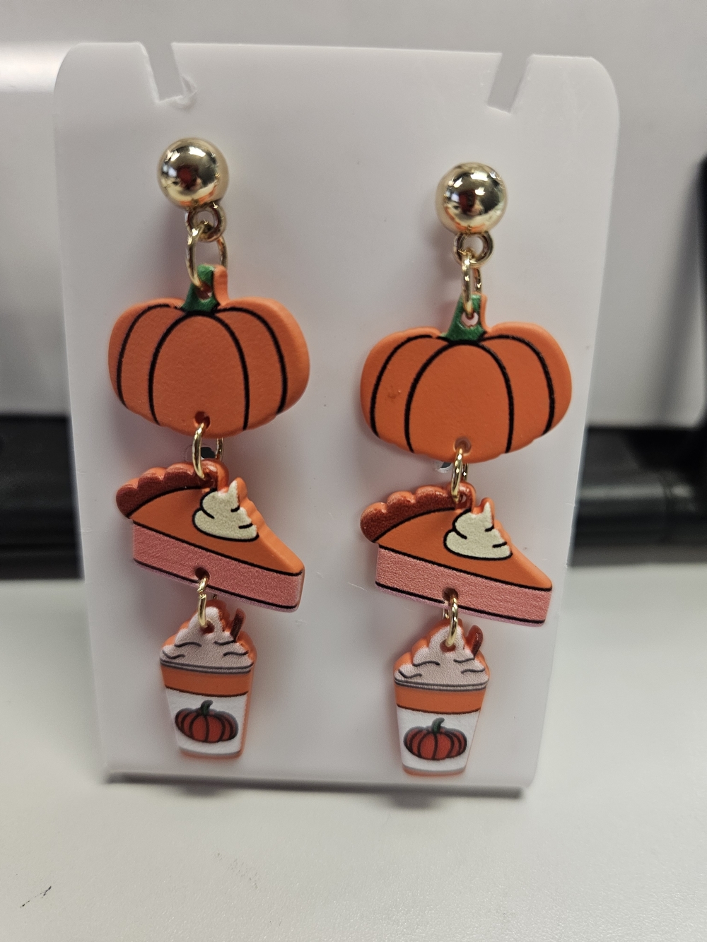 Pumpkin Cupcake Drink Earrings in Orange & Pink